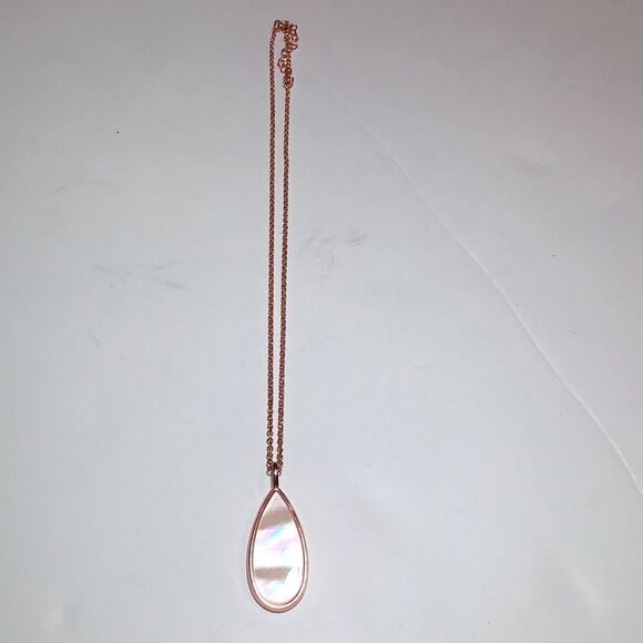 Rose Gold and Pink Opal looking gold toned necklace - Picture 1 of 4